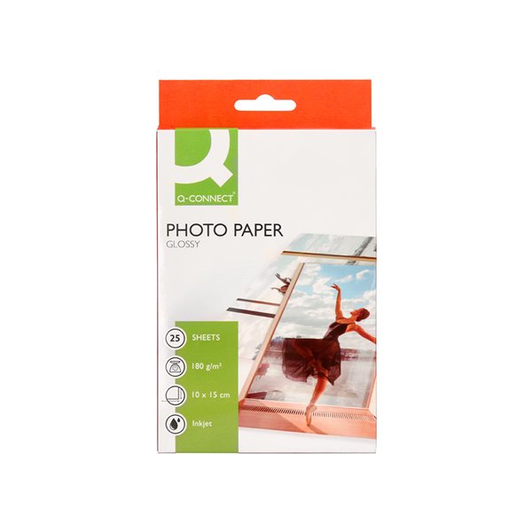 Papel Q-Connect Foto Glossy Kf01905 10X15 Cm Digital Photo Para Ink-Jet Bolsa De 25 Hojas De 180 Gr