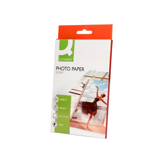 Papel Q-Connect Foto Glossy Kf01905 10X15 Cm Digital Photo Para Ink-Jet Bolsa De 25 Hojas De 180 Gr