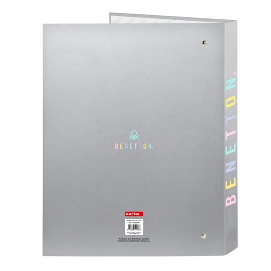 Carpeta Folio 4 Anillas Mixtas Benetton "Silver"26,5 x 33 x 4 cm.