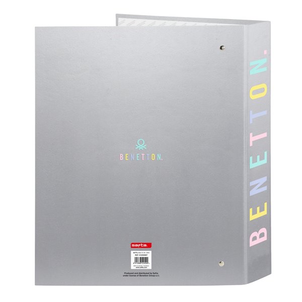 Carpeta Folio 4 Anillas 35Mm Lomo Ancho Benetton "Silver"27 x 33 x 6 cm.