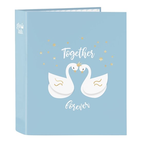 Carpeta Folio 4 Anillas 35Mm Lomo Ancho Glowlab "Cisnes"27 x 33 x 6 cm.