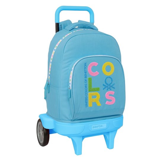 Mochila Grande Con Ruedas Compact Evolution Extraible Benetton "Spring"33 x 45 x 22 cm.