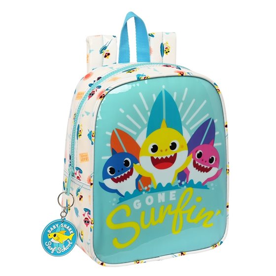 Mochila Guarderia Adaptable A Carro Con Bolsillo Baby Shark "Surfing"22 x 27 x 10 cm.