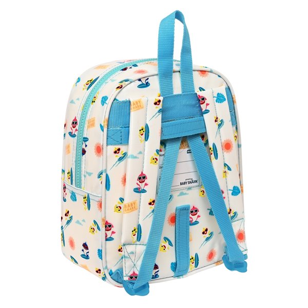 Mochila Guarderia Adaptable A Carro Con Bolsillo Baby Shark "Surfing"22 x 27 x 10 cm.