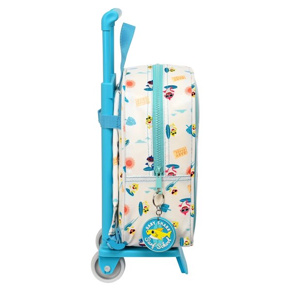 Mochila Con Bolsillo Con Carro 805 Baby Shark "Surfing"22 x 27 x 10 cm.