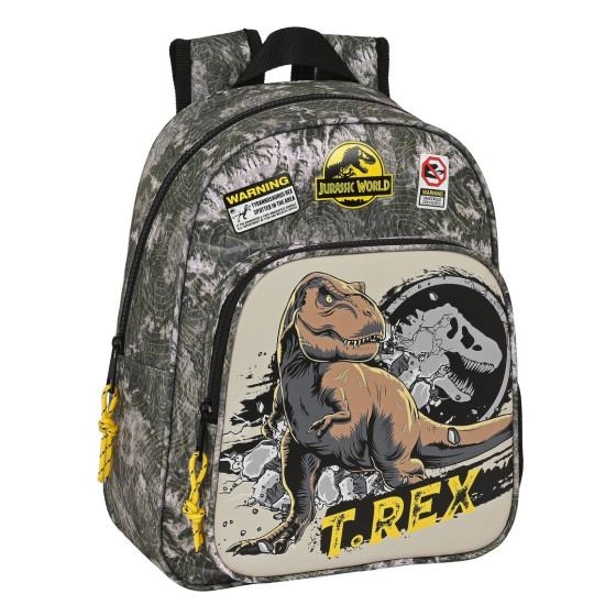 Mochila Infantil Adaptable A Carro Jurassic World "Warning"27 x 33 x 10 cm.