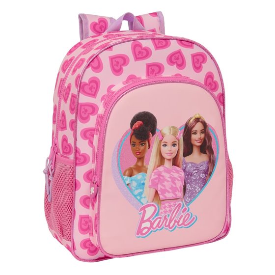 Mochila Junior Adaptable A Carro Barbie "Love"32 x 38 x 12 cm.
