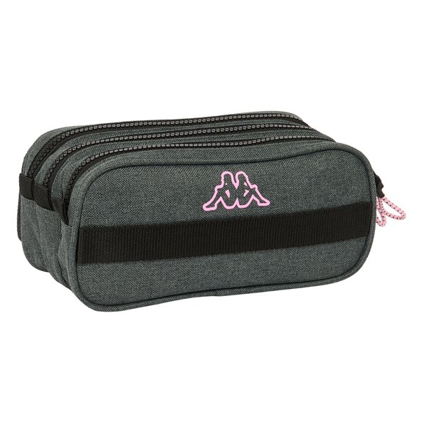 Portatodo Triple Big Kappa "Silver Pink"21,5 x 10 x 8 cm.