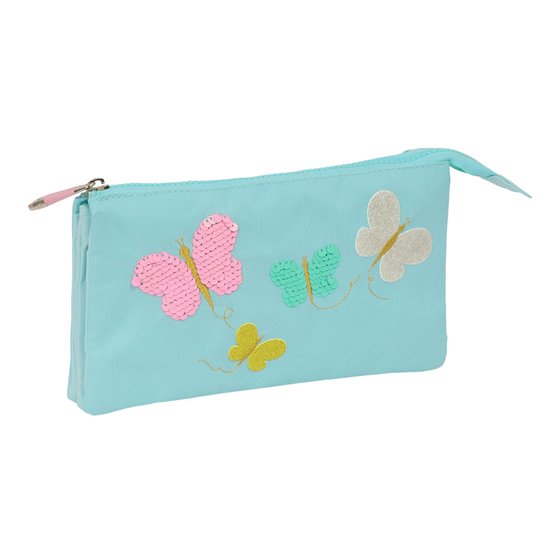Portatodo Triple Reciclado Moos "Butterflies"22 x 12 x 3 cm.