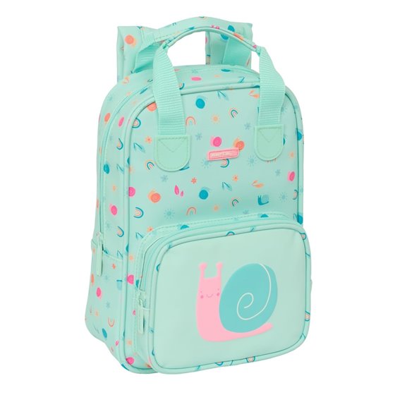 Mochila Infantil Con Asas Facil Limpieza Safta Preescolar "Caracol"20 x 28 x 8 cm.