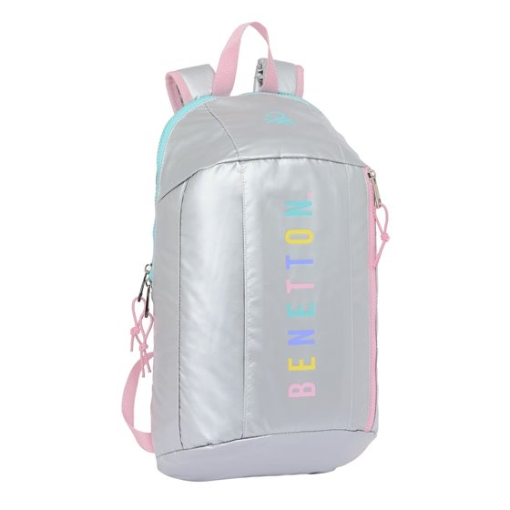 Mini Mochila Cremallera Vertical Benetton "Silver"22 x 39 x 10 cm.