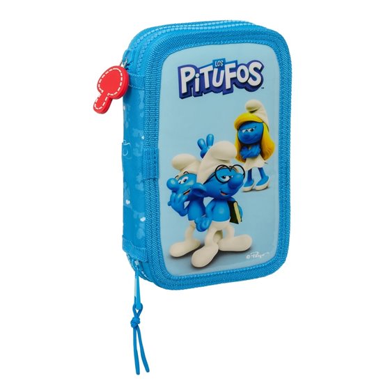 Plumier Doble Pequeño 28 Piezas Los Pitufos12,5 x 19,5 x 4 cm.