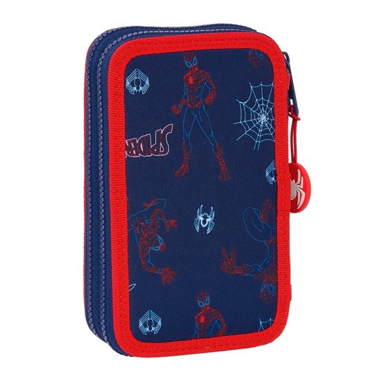 Plumier Doble Pequeño 28 Piezas Spider-Man "Neon"12,5 x 19,5 x 4 cm.