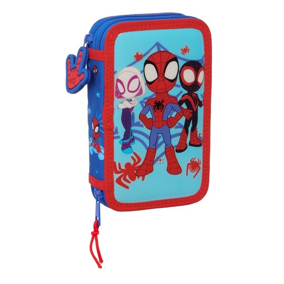 Plumier Doble Pequeño 28 Piezas Spidey12,5 x 19,5 x 4 cm.