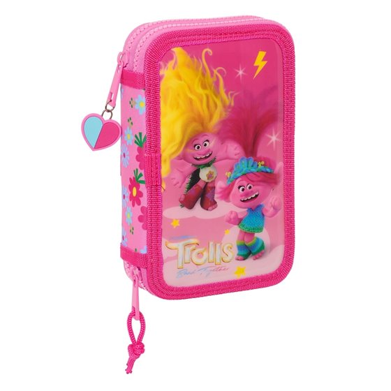 Plumier Doble Pequeño 28 Piezas Trolls 312,5 x 19,5 x 4 cm.