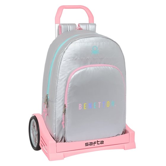 Mochila Con Carro Evolution Benetton "Silver"30 x 46 x 14 cm.