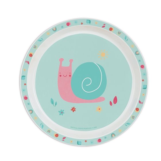 Set De Platos, Cubiertos Y Vaso Safta Preescolar "Caracol"26 x 26 x 9 cm.