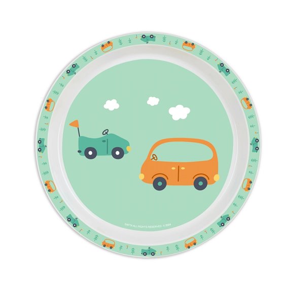 Set De Platos, Cubiertos Y Vaso Safta Preescolar "Coches"26 x 26 x 9 cm.