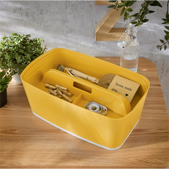Bandeja Organizadora Leitz Mybox Cosy Con Asa, Pequeña Amarillo Cálido