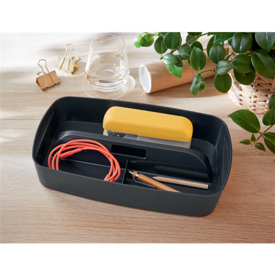 Bandeja Organizadora Leitz Mybox Cosy Con Asa, Pequeña Gris Terciopelo