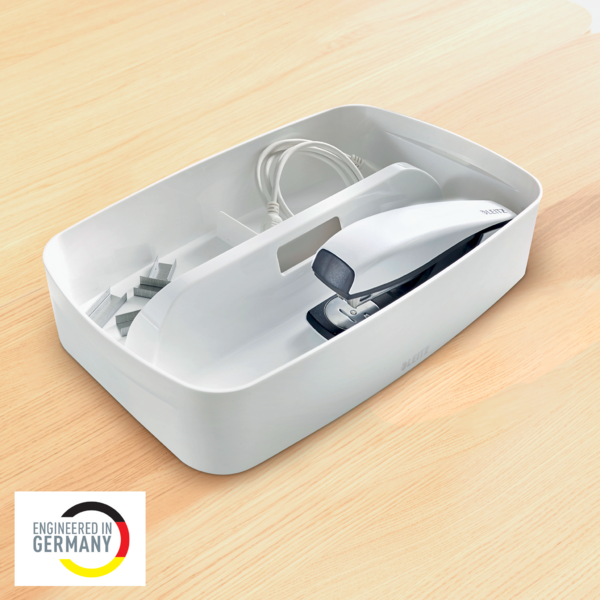 Bandeja Organizadora Leitz Mybox Pequeña Con Asa, Almacenamiento Blanco