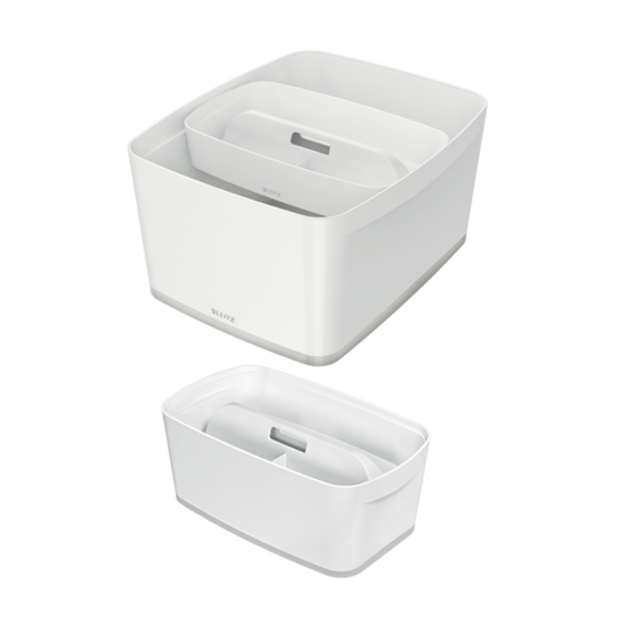 Bandeja Organizadora Leitz Mybox Pequeña Con Asa, Almacenamiento Blanco
