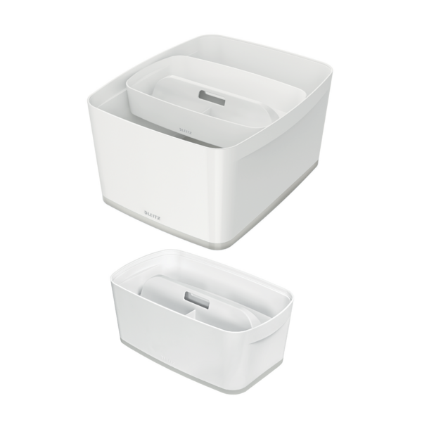 Bandeja Organizadora Leitz Mybox Pequeña Con Asa, Almacenamiento Blanco