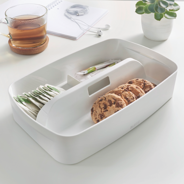 Bandeja Organizadora Leitz Mybox Pequeña Con Asa, Almacenamiento Blanco