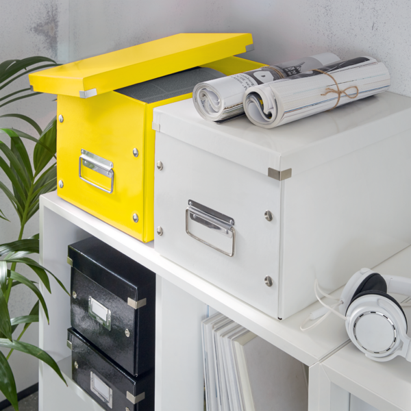 Caja De Almacenaje Grande Click & Store Wow En Forma De Cubo De Leitz Amarillo