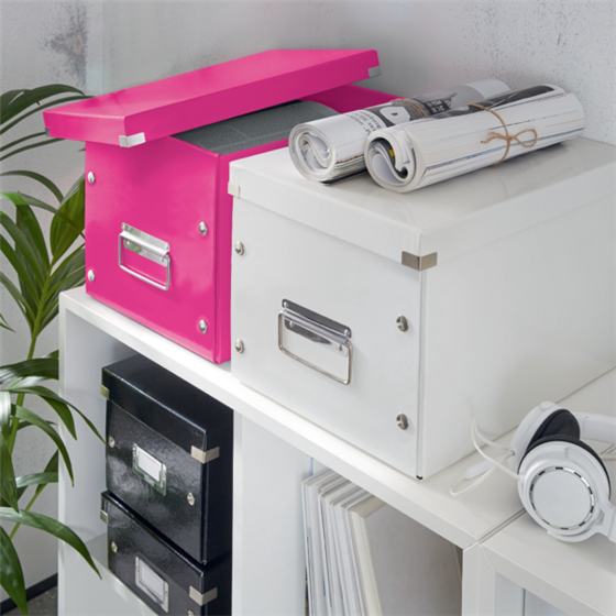 Caja De Almacenaje Grande Click & Store Wow En Forma De Cubo De Leitz Fucsia