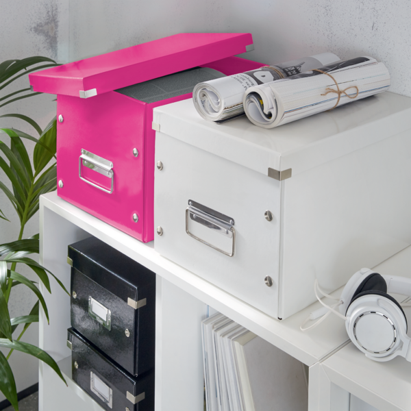 Caja De Almacenaje Grande Click & Store Wow En Forma De Cubo De Leitz Fucsia