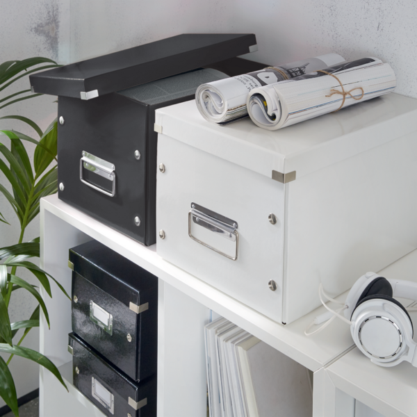 Caja De Almacenaje Grande Click & Store Wow En Forma De Cubo De Leitz Negro