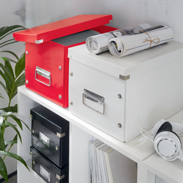 Caja De Almacenaje Grande Click & Store Wow En Forma De Cubo De Leitz Rojo