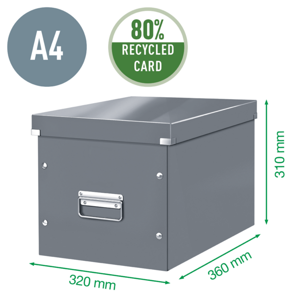 Caja De Almacenaje Grande Click & Store Wow En Forma De Cubo De Leitz Rojo