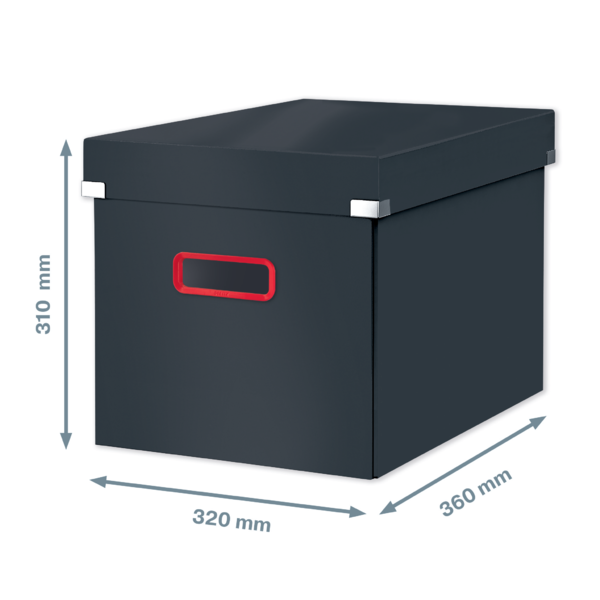 Caja De Almacenamiento Click & Store Cúbica Grande Leitz Cosy Gris Terciopelo