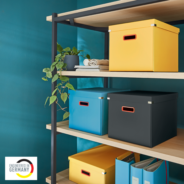 Caja De Almacenamiento Click & Store Cúbica Grande Leitz Cosy Gris Terciopelo