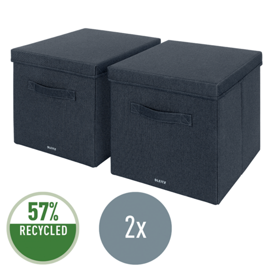 Caja De Tela Para Almacenamiento Con Tapa Grande De Leitz, Paquete De 2 Gris Terciopelo
