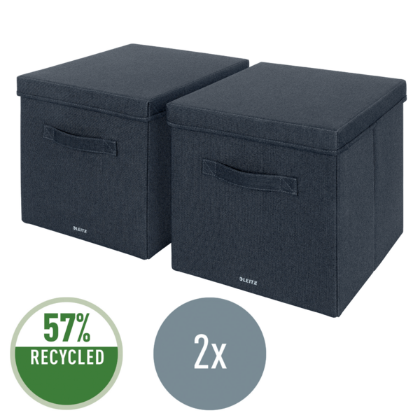Caja De Tela Para Almacenamiento Con Tapa Grande De Leitz, Paquete De 2 Gris Terciopelo