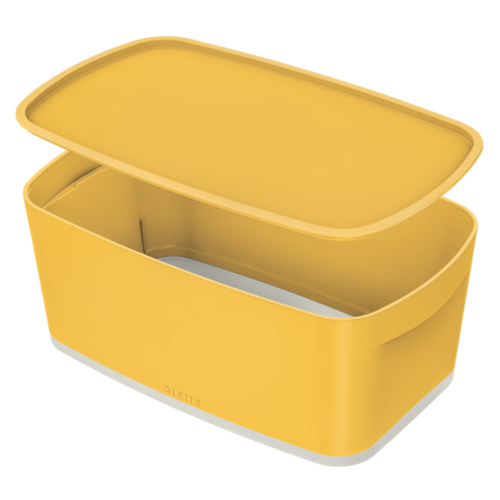 Leitz Mybox Cosy Pequeña Con Tapa, Caja De Almacenamiento Amarillo Cálido