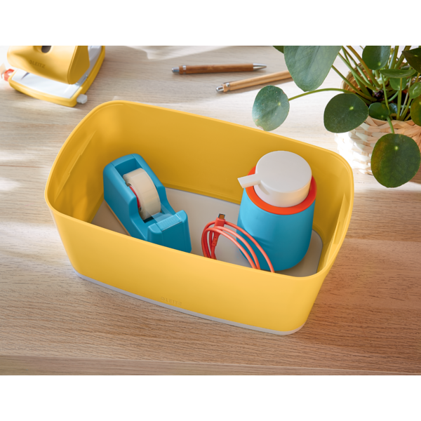 Leitz Mybox Cosy Pequeña Con Tapa, Caja De Almacenamiento Amarillo Cálido