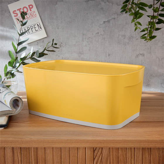 Leitz Mybox Cosy Pequeña Con Tapa, Caja De Almacenamiento Amarillo Cálido