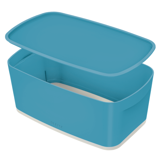 Leitz Mybox Cosy Pequeña Con Tapa, Caja De Almacenamiento Azul Calma