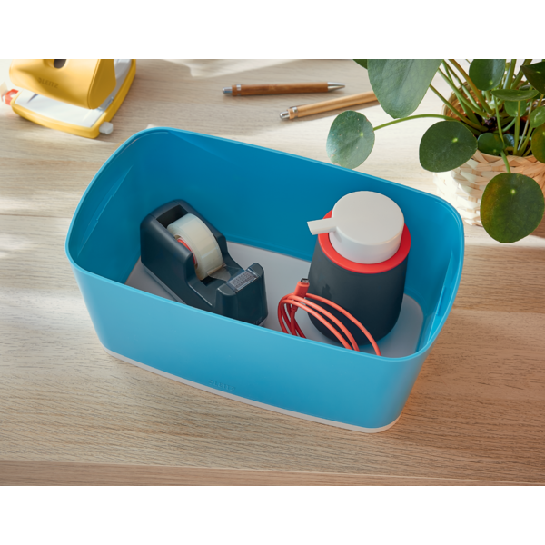 Leitz Mybox Cosy Pequeña Con Tapa, Caja De Almacenamiento Azul Calma