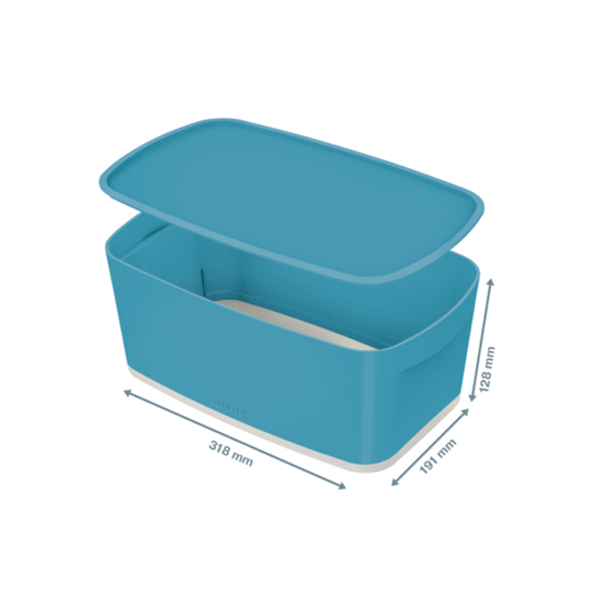 Leitz Mybox Cosy Pequeña Con Tapa, Caja De Almacenamiento Azul Calma