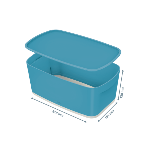 Leitz Mybox Cosy Pequeña Con Tapa, Caja De Almacenamiento Azul Calma
